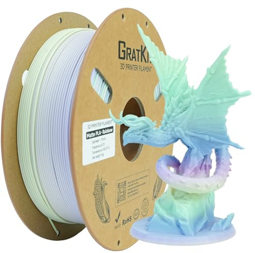 Gratkit Matte Rainbow PLA Filament 1.75mm, Color Change 3D Printer Filament, +/-0.03mm, Multicolor Gradient 3D Printing Filament High Speed Matte Rainbow Frosting Cake
