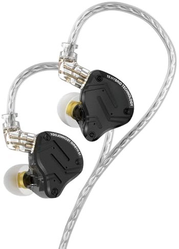 LICAEVEY ZS10 PRO X - Auricolari per monitor con cavo, 1DD+4BA, driver dinamico da 10 mm, HiFi, forma ergonomica, 0,75 mm, 2 pin, cavo staccabile