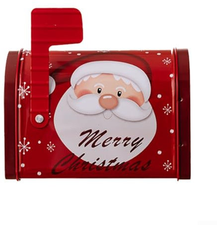 Buzón de Navidad, buzón metálico de Navidad, para guardar dulces y manualidades, buzón rojo de muñeco de nieve (B)