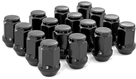 Rough Country Radmuttern-Set, M10 x 1,25, Wölbung, Eichelform, schwarz, passend für die meisten Aftermarket-Räder, 16-teilig