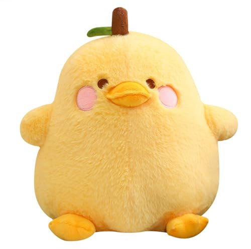 shownicer Plüschtier Ente Kuscheltier Birne Stofftier Kawaii Ente Plüsch Kissen Spielzeug Wurfkissen Geschenk für Kinder Mädchen 3+ Jahre (Gelb, 20cm)