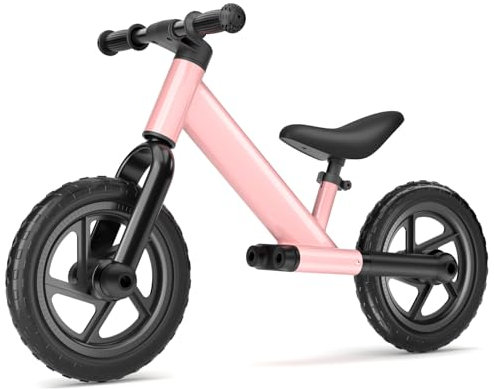 ZWOOS Bici Senza Pedali 2 Anni, Bicicletta Senza Pedali con Sellino Regolabili, Bicicletta Bambini Senza Pedali con Ruote Antiforatura, Bambini Bicicletta Equilibrio per 2-5 Anni Fino a 25Kg (Rosa)