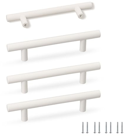 SPDYCESS 4 Stück Küchengriffe Möbelgriffe, Griff Türgriffe | Küche Schubladengriffe, Schrankgriffe Griffe für Küchen Schränke Schublade, Ø12mm, Lochabstand 96mm, Weiß