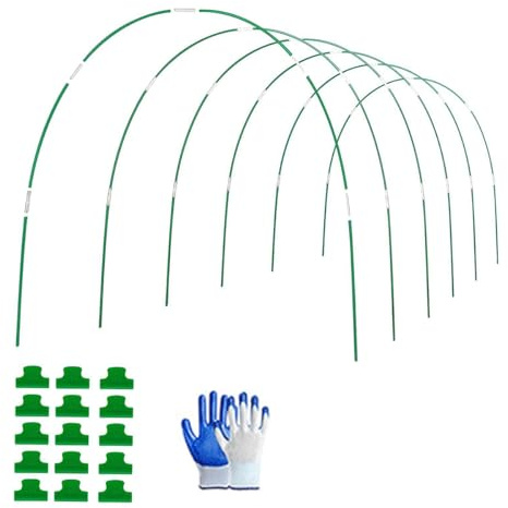 Asyduey Gartenreifen für Hochbeete, DIY-Gartenreifen, Wachstumstunnel, Spalier, 6 Sätze mit 8 Fuß Langen Gewächshausreifen, Wachstumstunnel, Rostfreier Fiberglas-Stützreifenrahmen