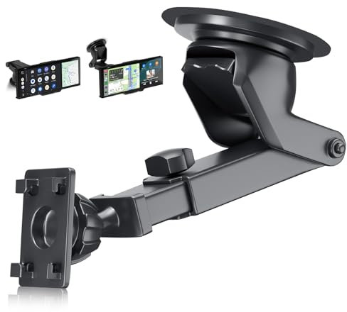 Hodozzy 360° Rotation Support à Ventouse pour Portable Carplay Autoradio, Support Vertical Voiture, Support pour Écran CarPlay sans Fil, Support Tableau de Bord Ventouse pour Portable GPS pour Radio