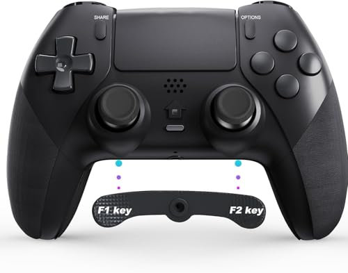 Effdrdfs Manette pour PS4, Manette Sans Fil avec Controller Lumière LED, Batterie Rechargeable 1000mAh, Prise Audio 3,5 mm, 6 Axes et Dual Vibration, Compatible avec/Slim/Pro et PC（Noir）