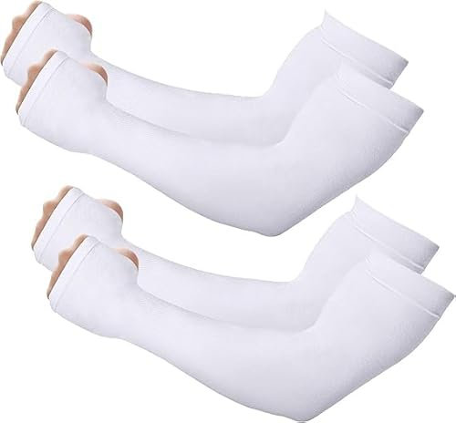 2 Pares Mangas Brazos para Hombre Mujer, Protección UV Mangas de Enfriamiento de Brazo con Pulgar, Sports Mangas del Brazo, Verano Sol Cubierta Tatuaje para Fútbol, ​​Golf, Voleibol, Ciclismo (C)