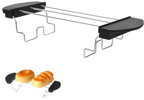 ANYUANKW Grill Toast Rack Grille à Pain Grillé en Acier Inoxydable Pliable Rack de Réchauffement avec Poignée pour Toast, Sandwichs et Croissants