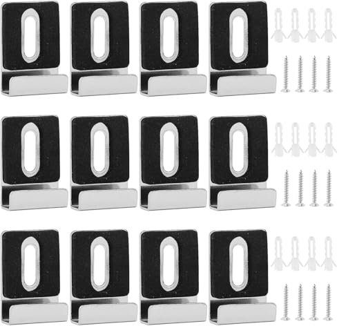 deegbbyi 12 Pièces Supports de Miroir, Carré Fixation Miroir Support, Clips de Support de Rétroviseur en Acier Inoxydable 304, pour Famille Hôtel Accrocher et Fixer le Mirror