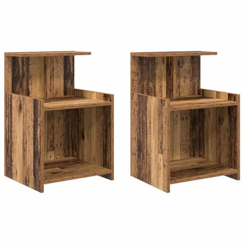 vidaXL Nachttisch 2 STK. Altholz 40 x 35 x 60 cm Holzwerkstoff
