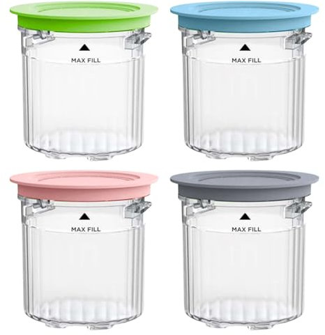 Altsuceser Ninja Creami Breeze Replacement Cups - 4 Pack 16oz Ice Cream Pint Mugs - BPA-Free, Leak-Proof, Dishwasher Safe, Clear Sets