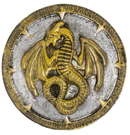 W WIDMANN MILANO Party Fashion - Wikinger Schild für Erwachsene mit 3D-Drachen und Tragegriffen, Schutzschild für Karneval