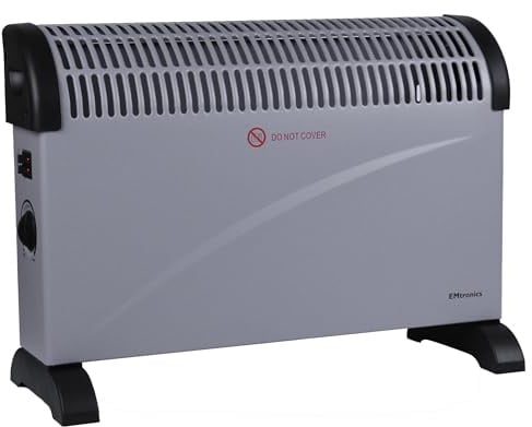 EMtronics 2000W Portable Electric Convector Heater Radiator with 3 Adjustable Heat Settings and Over Heat/Tip Over Cut-Out Function - Grey