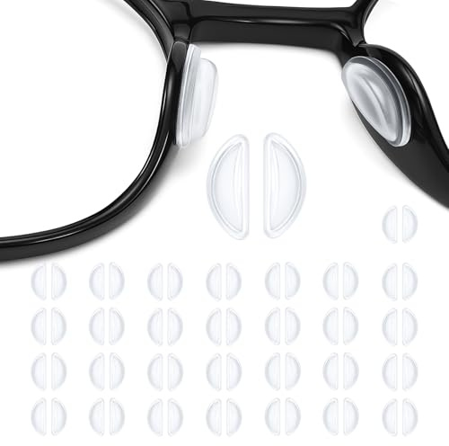 Protection Nez- Support Lunettes Silicone - 30 Pièces - Forme D avec Coussins d'Air Antidérapants et Anti-Allergiques, Confortables et Respirants, Transparent Blanc, Compatible Toutes Montures