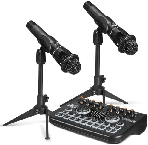 UPKOCH Podcast Kit Professional Audio Mixer Soundboard Dj Mixers Gaming Voice Changer Studio Equipment for Recording Music at Home Live Sound Card Dj Kit Black