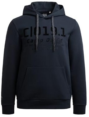 Camp David Herren Hoodie aus Interlock mit Frontprint Blue Navy, L