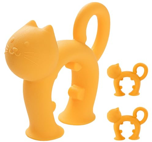 Pot Handle Rack, 3PCS Cute Cat Shape Silicone Spoon Rest Non-Slip Anti Scalding Spatula Holder for Kitchen