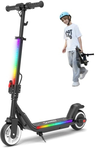 iScooter Kinder E Scooter mit Musik & Licht für 6-8-16 Jahre, 6.5/5.5 Eektroroller, 2/3 Fahrmodi 8/13/19km/h, 90-102 cm Verstellbare Höhe, Max 8/15 km Reichweite, Licht Leicht, Auto-Abschaltung