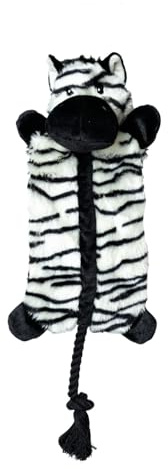Animal Instincts Jungle Buddies Zebra Plush Dog Toy with Squeaker, 30 cm | Engaging Squeaker, Durable Rope for Playtime, Soft Plush Comfort, Ideal for All Dogs