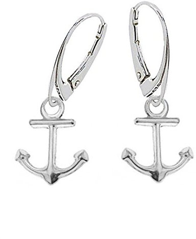 Anker Brisur Ohrringe Hängend 925 Echt Sterling Silber Mädchen Damen Ohrhänger Maritim