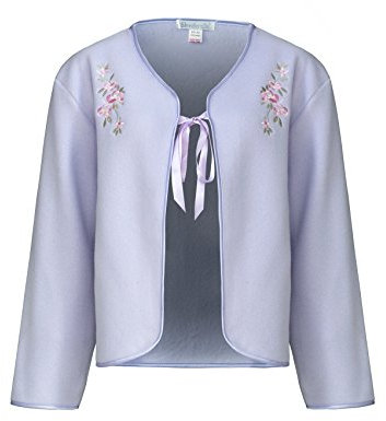 Slenderella Ladies Polar Fleece Ribbon Tie Bed Jacket Floral Embroidered House Coat UK 16/18 (Lilac)