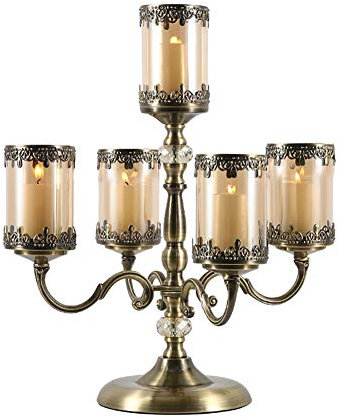 Unbekannt Kerzenständer Kerzenhalter aus Metall 5-Arm Kerzenständer 47cm hoch Hochzeit Event Candelabra Candle Stick