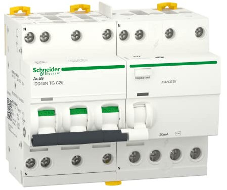 Schneider Electric - Acti9 iDD40N - disjoncteur différentiel tête de groupe - 3P+N C 25A 10kA 30mA AC - A9DV3725