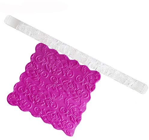 wuayi Teigroller Fondant Transparentem Acryl Geschnitzten Nudelholz Prägerolle Roller Backzubehör Werkzeug für Bäcker Pie Crust Cookie Teig Welle Blume Frohe Weihnachten Pflaumenblüte Labyrinth
