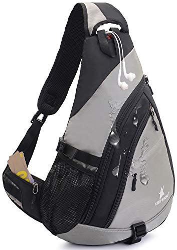 Sling Backpack Men Women | Sling Bag Waterproof Large Capacity 14 Laptop | Chest Bag Shoulder Crossbody Bag Triangle Backpack Outdoor Travelling Cycling Hiking Running Gray