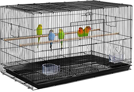 Yaheetech Volière Intérieur Cage Oiseaux Exterieur Métal pour Perruches Perroquets Pinsons Cockatiels Conures Inséparables Canaris 76x45,5x45,5cm