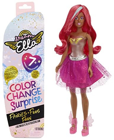 MGA's Dream Ella Farbwechsel Surprise Fairies - 29 cm große Puppe & 7 Überraschungen zum Sammeln - Inklusive Perücke, Rock, Stiefeln & mehr - für Kinder ab 3 Jahren - Yasmin, Pink