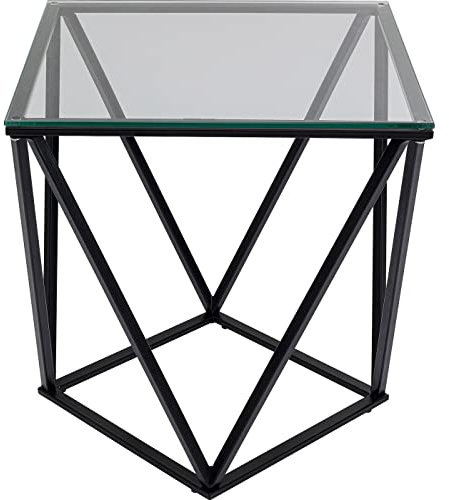 Kare Design Beistelltisch Cristallo Schwarz, Couchtisch, Glasplatte, minimalistisch, quadratisch, hochwertig, 50x50cm