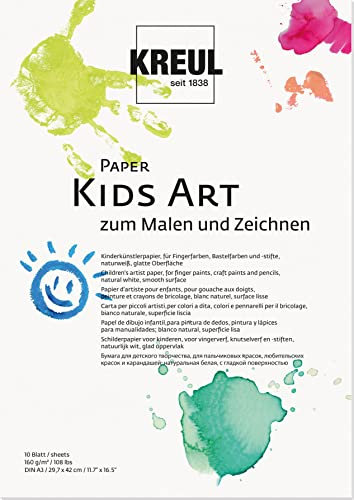 KREUL 27502 - Paper Kids Art zum Malen und Zeichnen, DIN A3, 20 Blatt, Kinderkünstlerpapier, naturweiß, glatte Oberfläche, geeignet für Fingerfarben, Bastelfarben und -stifte