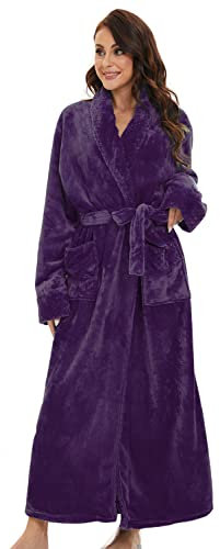 LOCIIXAT Peignoir de bain confortable en polaire moelleuse pour femme - Idéal pour la détente, violet, L