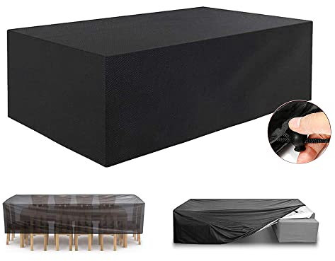Gartenmöbel Abdeckung, Tischplattenhülle, Wasserdicht Witterungsbeständig Winterfest, Wasserdicht Polyester Wetterschutzhülle für eckige Tische - 287x155x82cm(LxWxH)