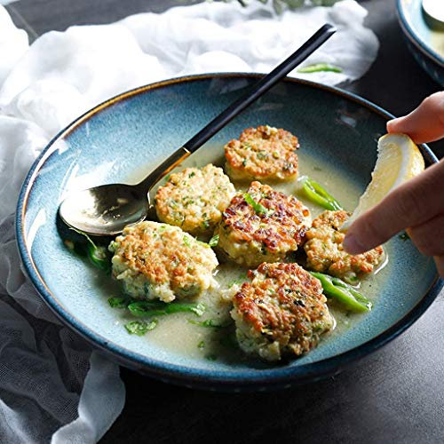 ASDUU Plato casero Plato de cerámica Plato Hondo Plato Occidental de glaseado de Horno Creativo Vajilla de 9 Pulgadas Plato de Ensalada Plato de Sopa Tazones de Sopa