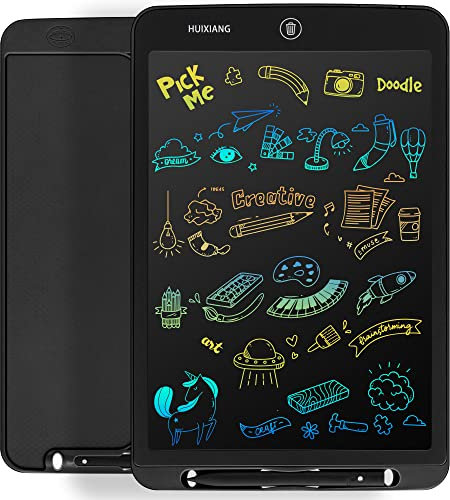 HUIXIANG LCD Writing Tablet 12 Inch Kids Colourful Drawing Board Erasable Electronic Doodle Scribble Pad Toy Gift for 3,4,5,6,7,8,9,10 Years Old Boys Girls (Black) …