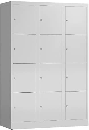 Lüllmann Schließfachschrank Fächerschrank 12 Fächer 1800 x 1200 x 500mm Spind (RAL 9003 signalweiß)