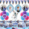 Gebutstag Party Set Frozen, 65 Stück Birthday Party Supplies Frozen, Frozen Birthday Decoration, Einschließlich Teller, Papierhandtücher, Tischdecken, Pappbecher, Latexballon, Wimpel, Blasender Drache