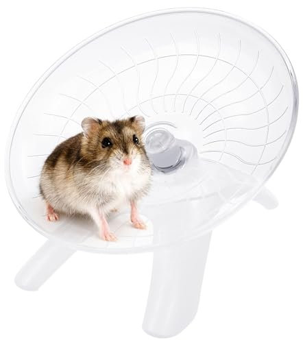 FORYNXHWIN Laufrad Hamster 18cm Mute Hamster Fliegende Untertasse,Laufrad für Kleine Tiere aus Kunststoff,Geräuschlos Laufrad für Rennmäuse,Hamster,Kleine Haustiere(Weiß)