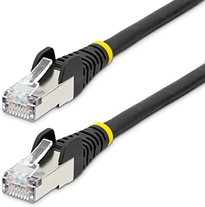 StarTech 1m Cat6a Netzwerkkabel, S/FTP, 100W PoE, 10 Gigabit, LSZH, Schwarz | Ethernet Kabel, Patchkabel, geschirmt, LSZH halogenfrei, RJ45, 500MHz, 27AWG