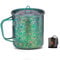 TiTo Titanium Cup Camping Tea Coffee Water Mug Ultralight Portable Cookware 450ml Foldable Handle Titanium Pot with Lid for Outdoor Backpacking Hiking Picnic Drinkware Open Fire (Green)