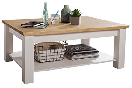 Woodroom Oslo Couchtisch Kiefer massiv, Beistelltisch, Holz, weiß, regulär