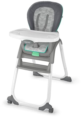Ingenuity Full Course 6-in-1 High Chair - Baby to 5 Years Old, 6 Convertible Modes, 2 Dishwasher Safe Trays - Astro, 13108