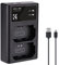 K&F Concept NP-FZ100 Chargeur Rapide Double Emplacement, Double Interface Micro USB et Type-C, Batterie Compatible Sony Alpha A7 III, A7R III (A7R3), A9, Alpha a9 II Câble USB Chargeur de Batterie