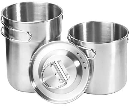 Beito 2Pcs Foldable Camping Cup Pot Stainless Steel Camping Mugs with Folding Handle Outdoor Cookware Stainless Steel Cups,