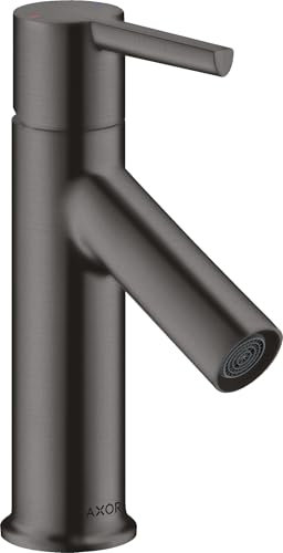 hansgrohe AXOR Starck Einhebel-Waschtischmischer 80 mit Hebelgriff für Handwaschbecken mit Zugstangen-Ablaufgarnitur, 10102340, Farbe: Brushed Black Chrome