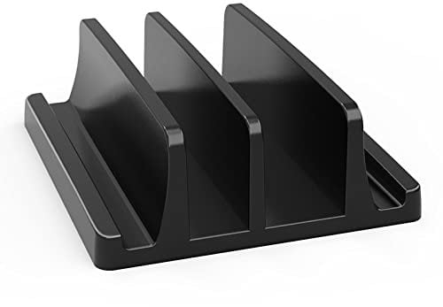 Felenny Vertical Laptop Holder Dual-Slot Vertical Laptop Stand with Adjustable Dock Size Compatible with Laptop/Notebook/Computer/Tablet