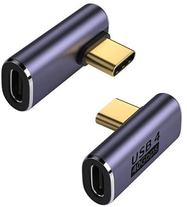 La Brodée USB-C Male to USB-C Female Adapter, 2 Pack 90 Degree Type-C Adapter Extender Compatible for Steam Deck, Switch, Notebook Computers, Tablet (type c-male-female-rightangle-m)