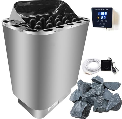 MKYOKO Stufa per Sauna in Acciaio Inox con sensore di Temperatura Stufa per Sauna con Pietre per Sauna e Schermo tattile Ultrasottile per la casa,3KW